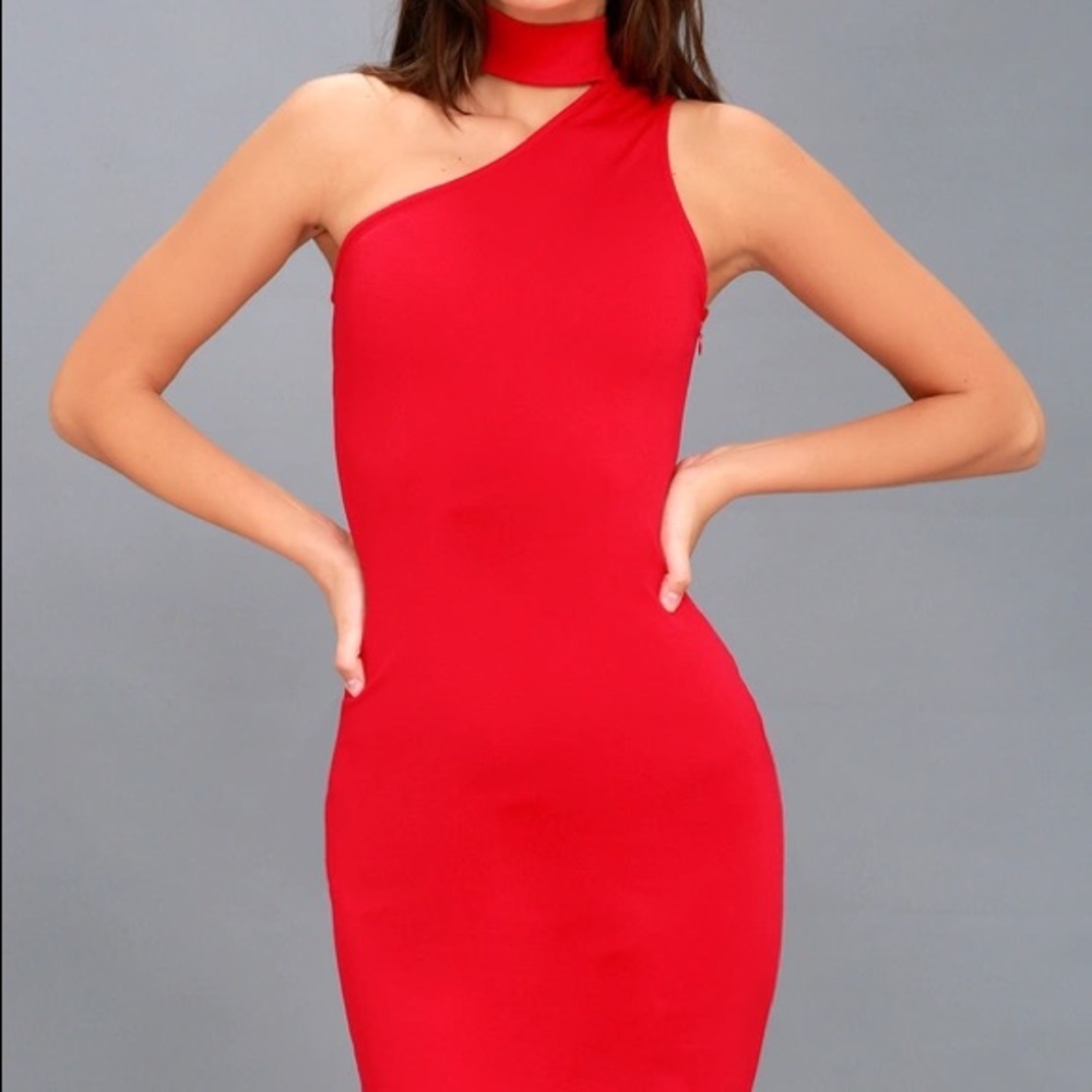 NWT Lulus One-Shoulder Bodycon Midi Dress sz Small - Picture 5 of 6